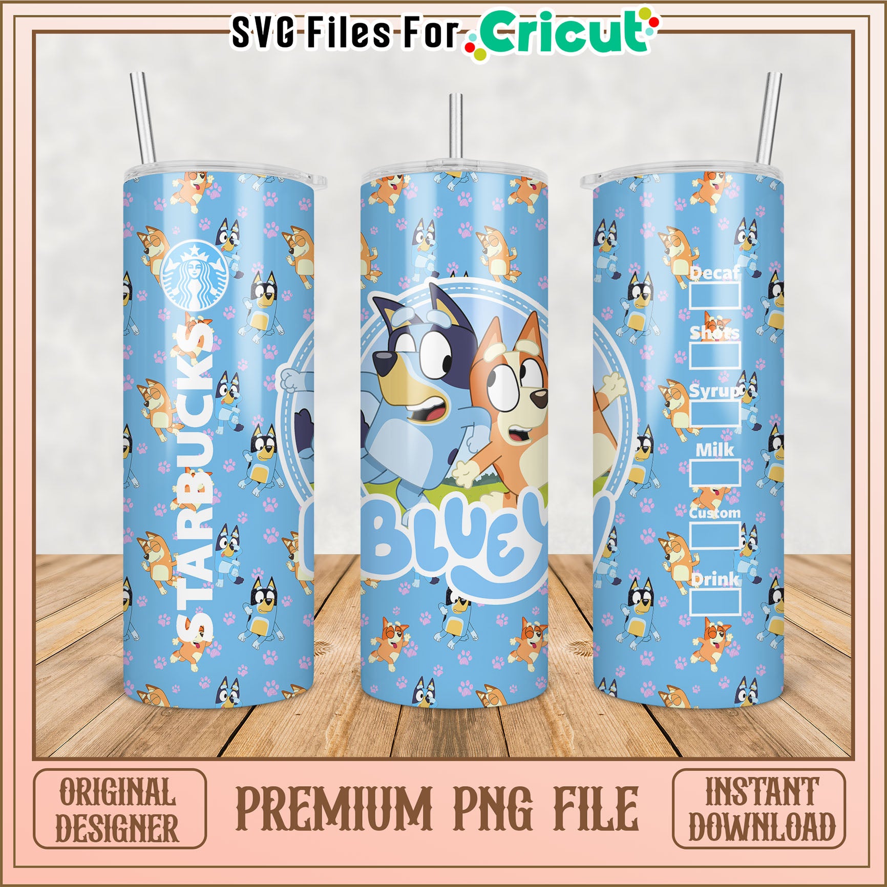 Bluey Starbucks Tumbler PNG