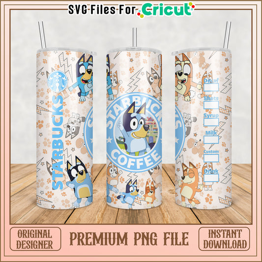 Bluey Starbucks Tumbler PNG Design