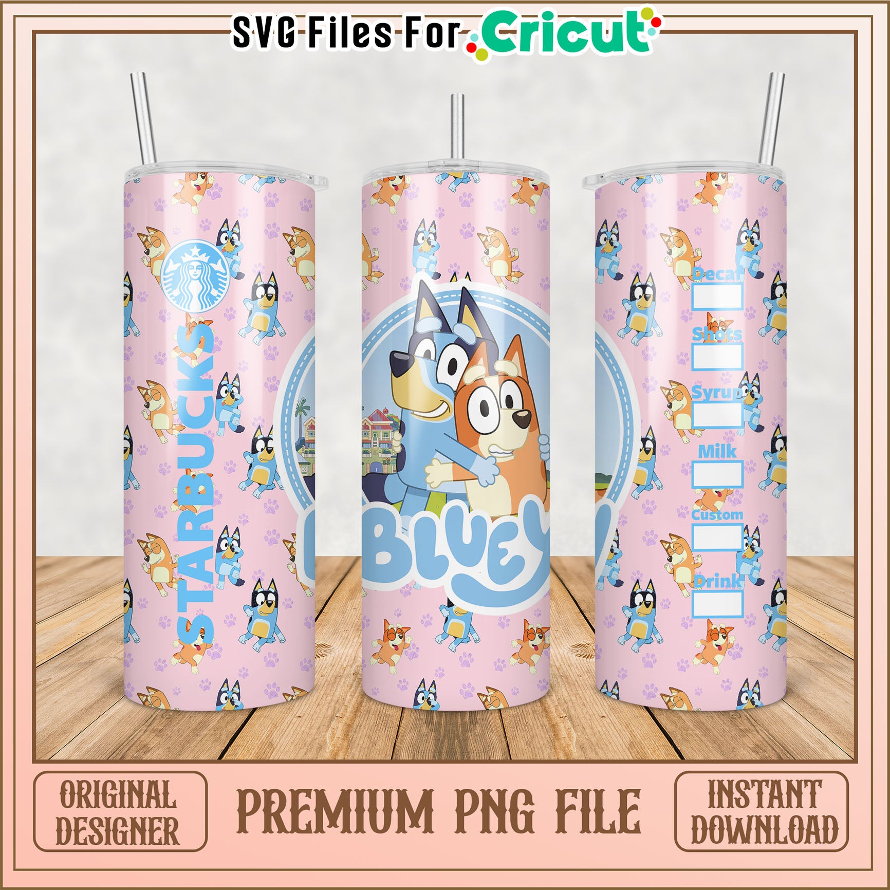 Bluey Starbucks Tumbler PNG Download