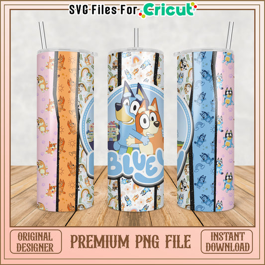 Bluey Themed Tumbler PNG Design for Cricut Instant Download