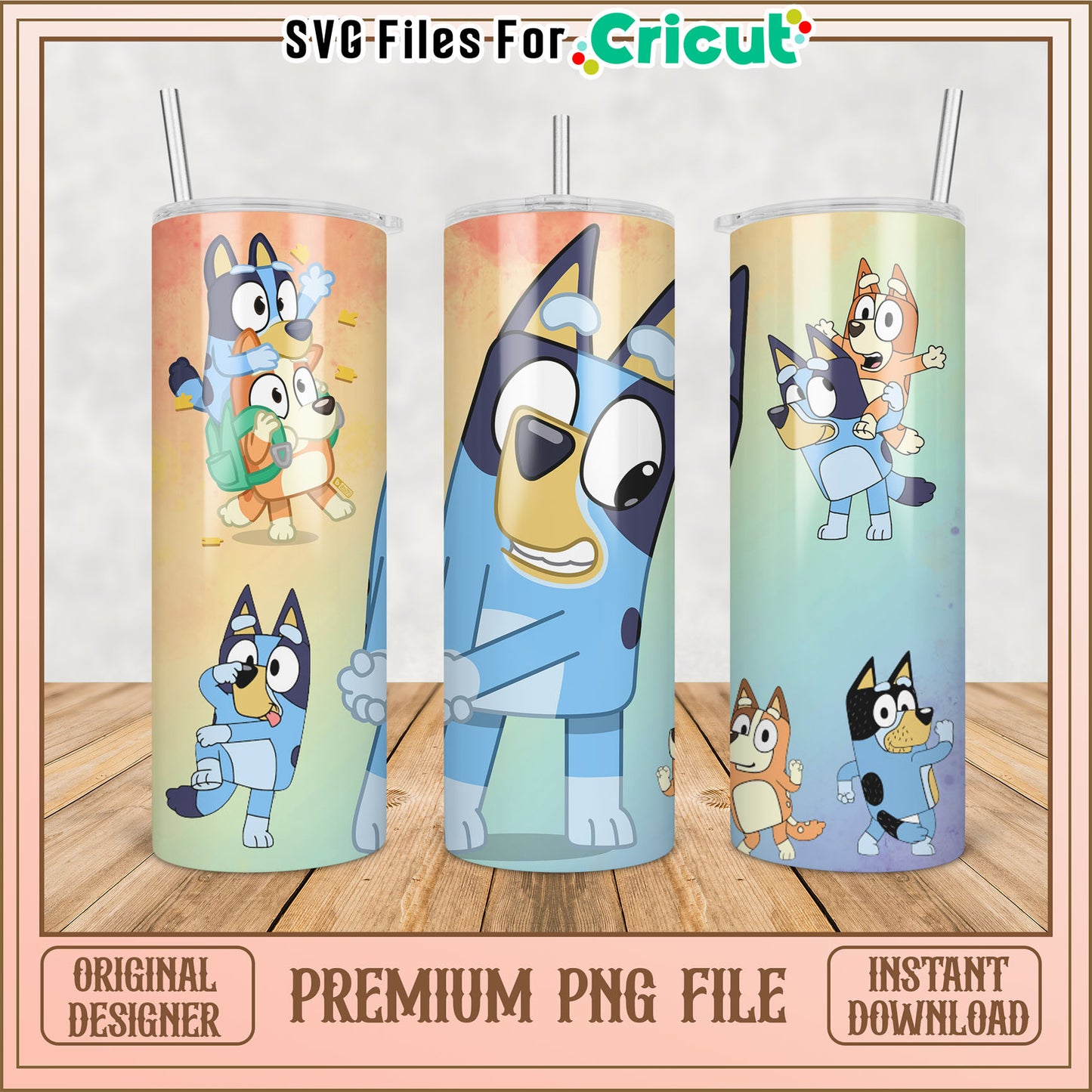 Bluey Tumbler PNG Design Cricut