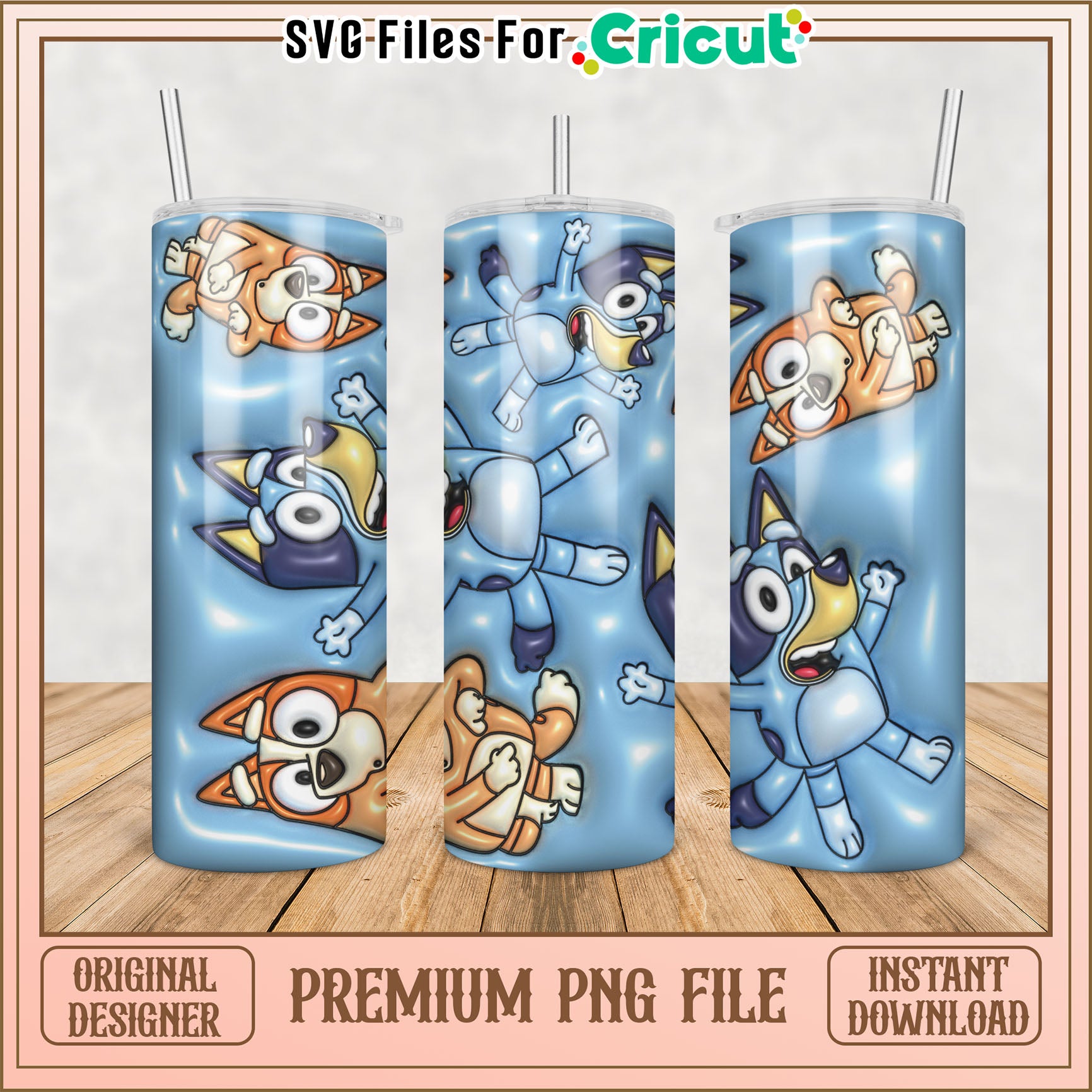 Bluey Tumbler PNG Design Instant Download