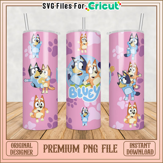 Bluey Tumbler PNG File for Cricut Design Projects Downloadable Art