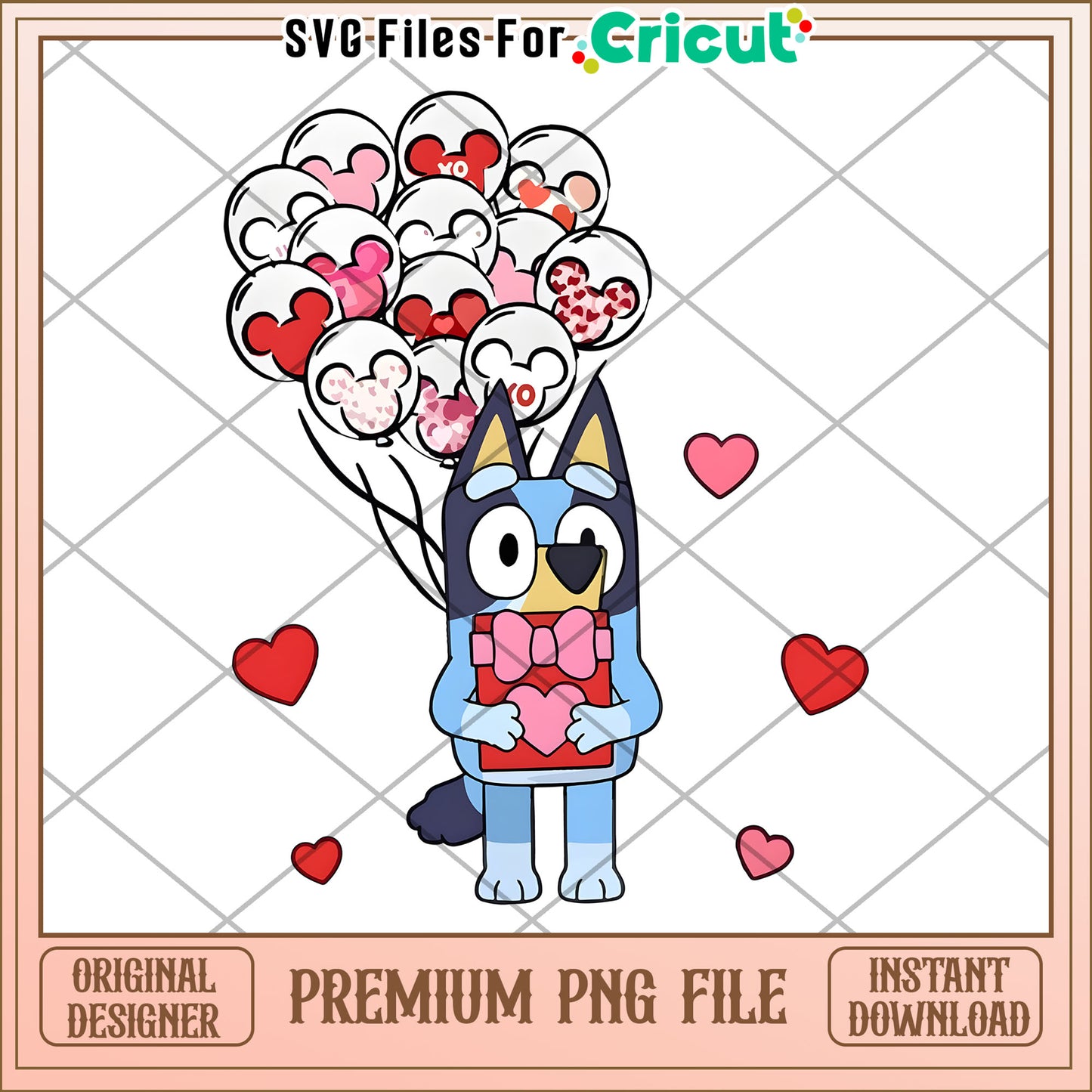 Bluey Valentines PNG Cricut File