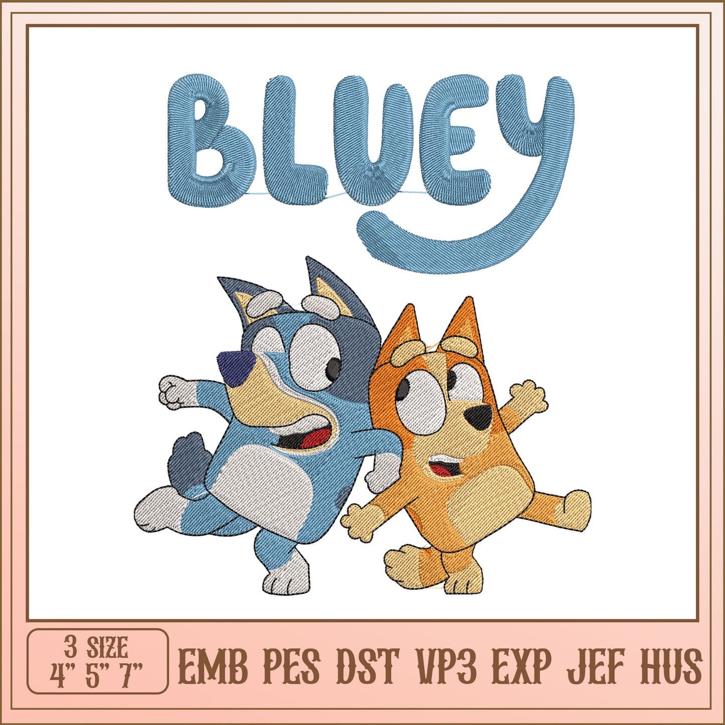 Bluey & Bingo Embroidery Design