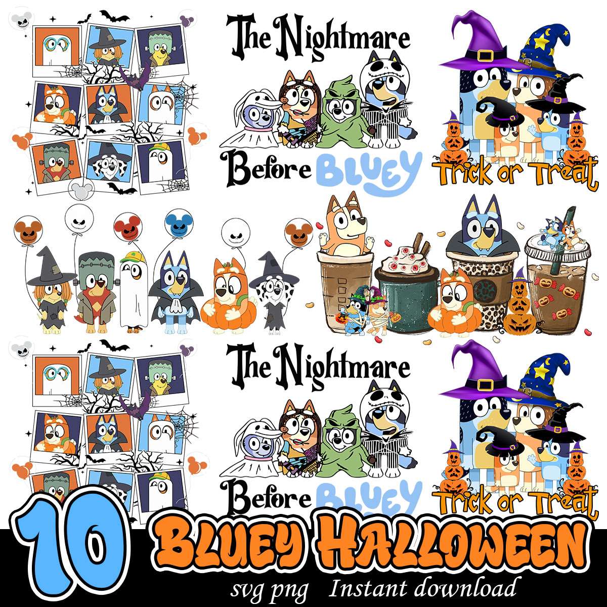 Bluey Halloween Art Bundle svg, Bluey Horror art svg bundle