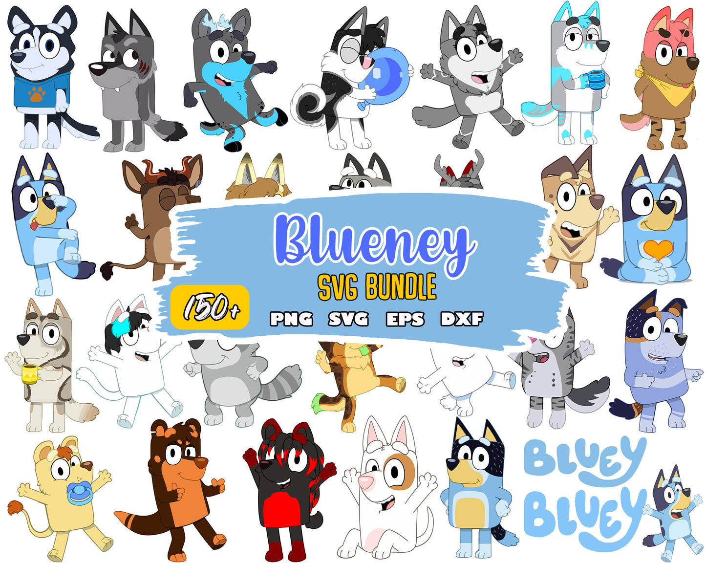 Bluey member design bundle svg, bluey cartoon characters​ svg
