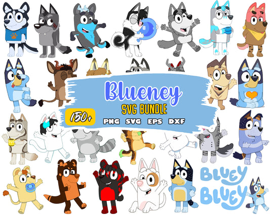 Bluey member design bundle svg, bluey cartoon characters​ svg