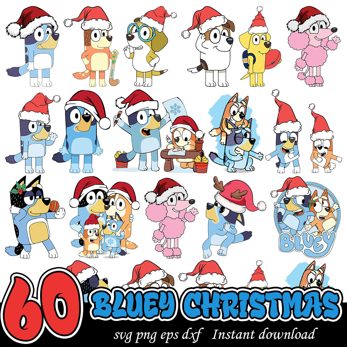 Bluey Christmas svg bundle, Christmas cartoon bundle, Bluey svg bundle