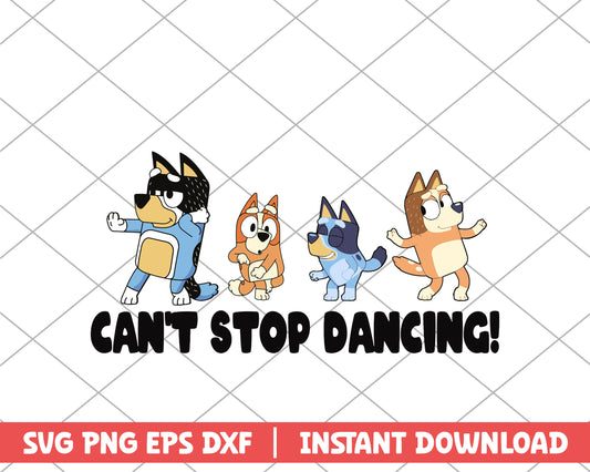 Bluey's family can't stop dancing acartoon svg