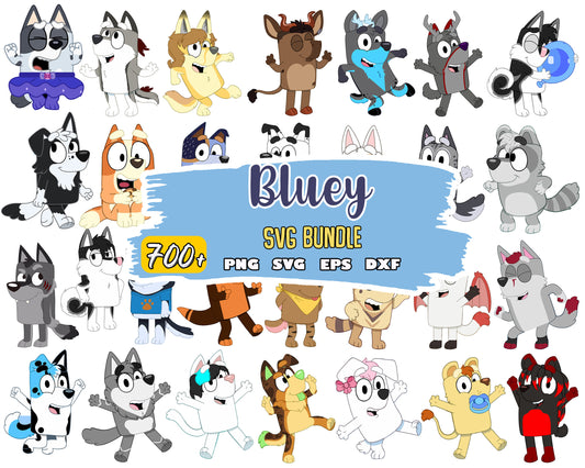 Bluey characters design bundle svg, characters in bluey​ svg