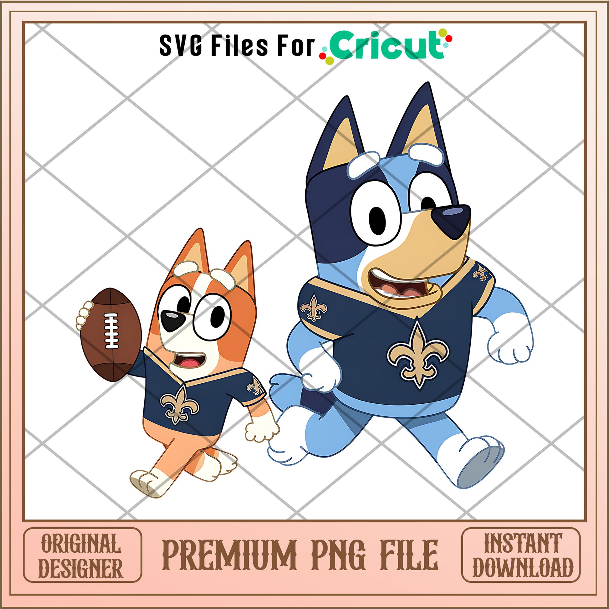 Bluey and Bingo Saints logo png, New Orleans Saints png, NFL png