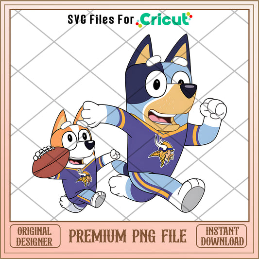 Bluey and Bingo Vikings logo png, Minnesota Vikings png, NFL png