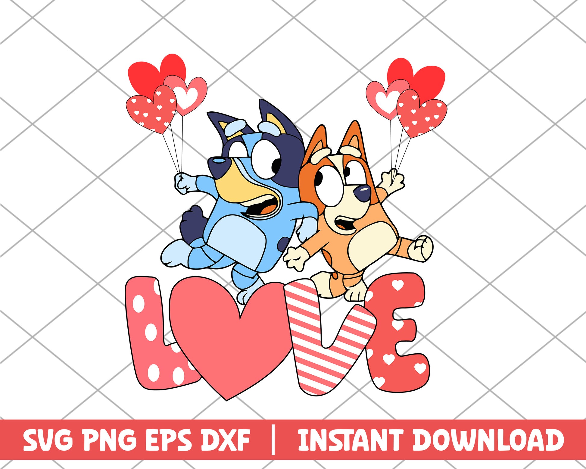 Bluey and Bingo love cartoon svg