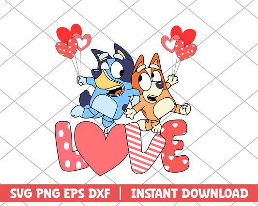 Bluey and Bingo love cartoon svg