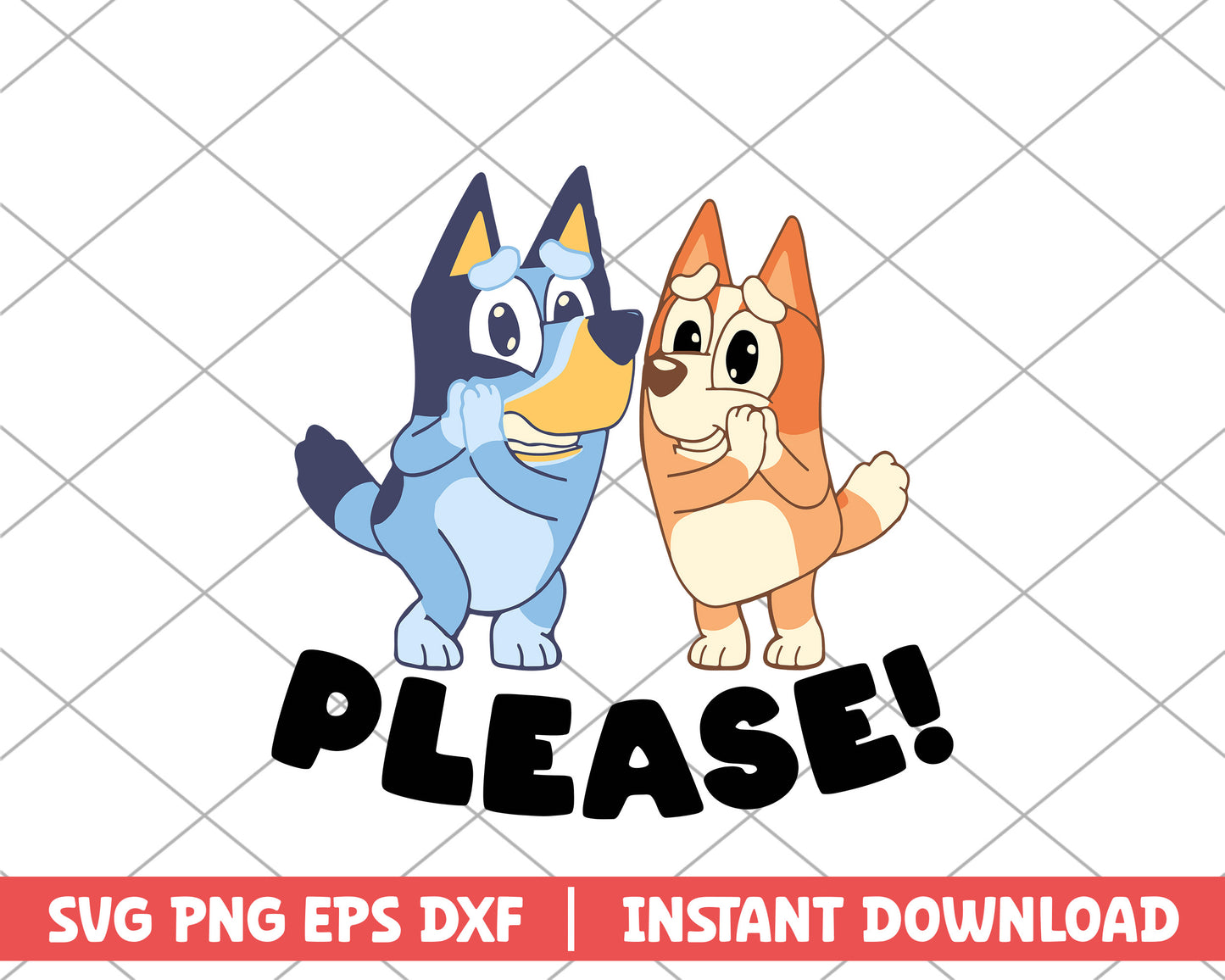 Bluey and Bingo please cartoon svg