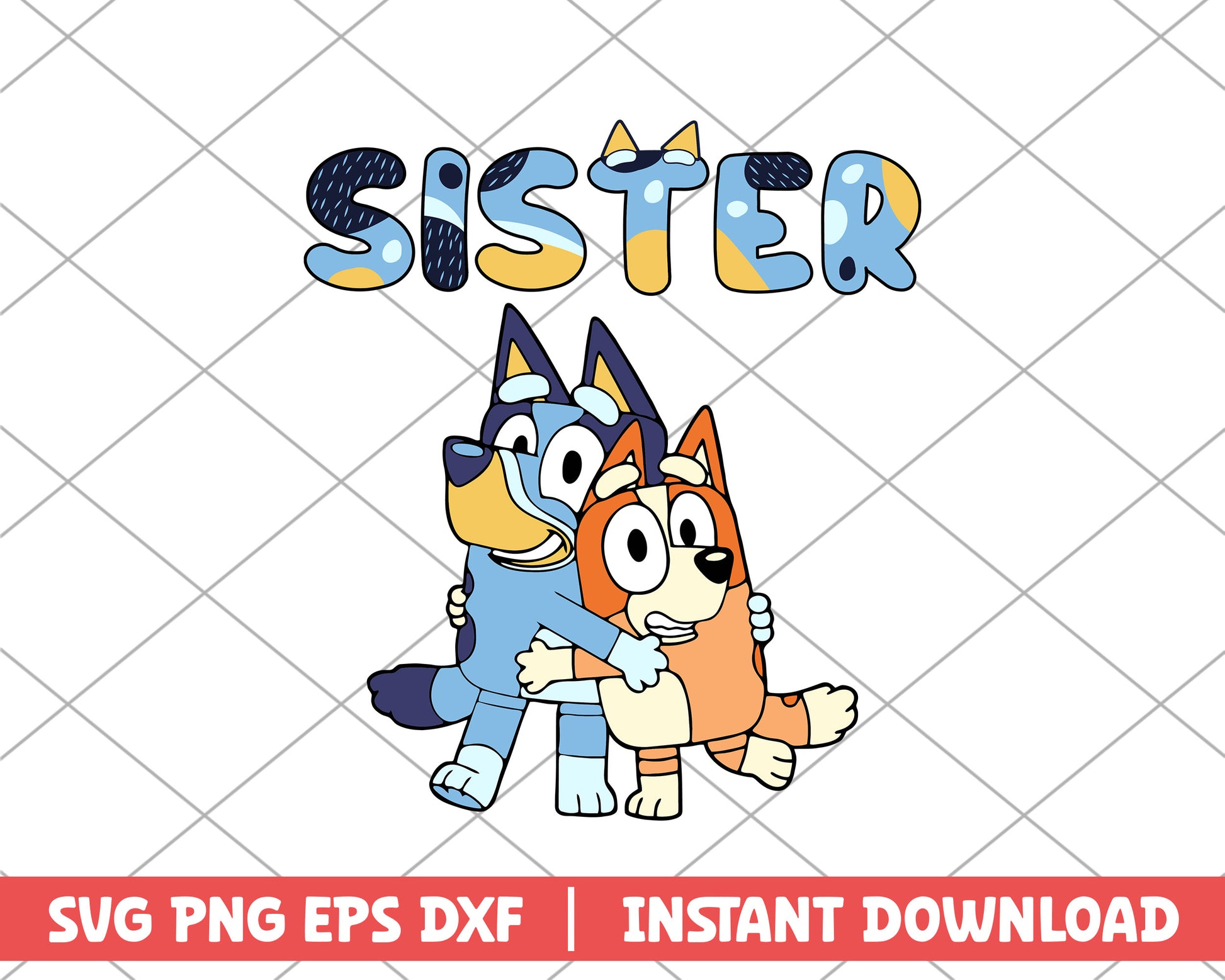 Bluey and Bingo sister cartoon svg 