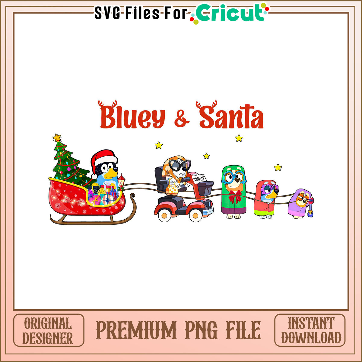 Bluey Santacraft Bluey and Santa Christmas PNG File, perfect for holiday crafts – svg ...