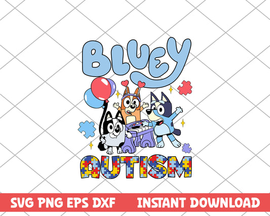 Bluey and friends autism svg 