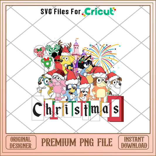 Bluey and friends merry christmas png, Bluey characters png, Digital Download