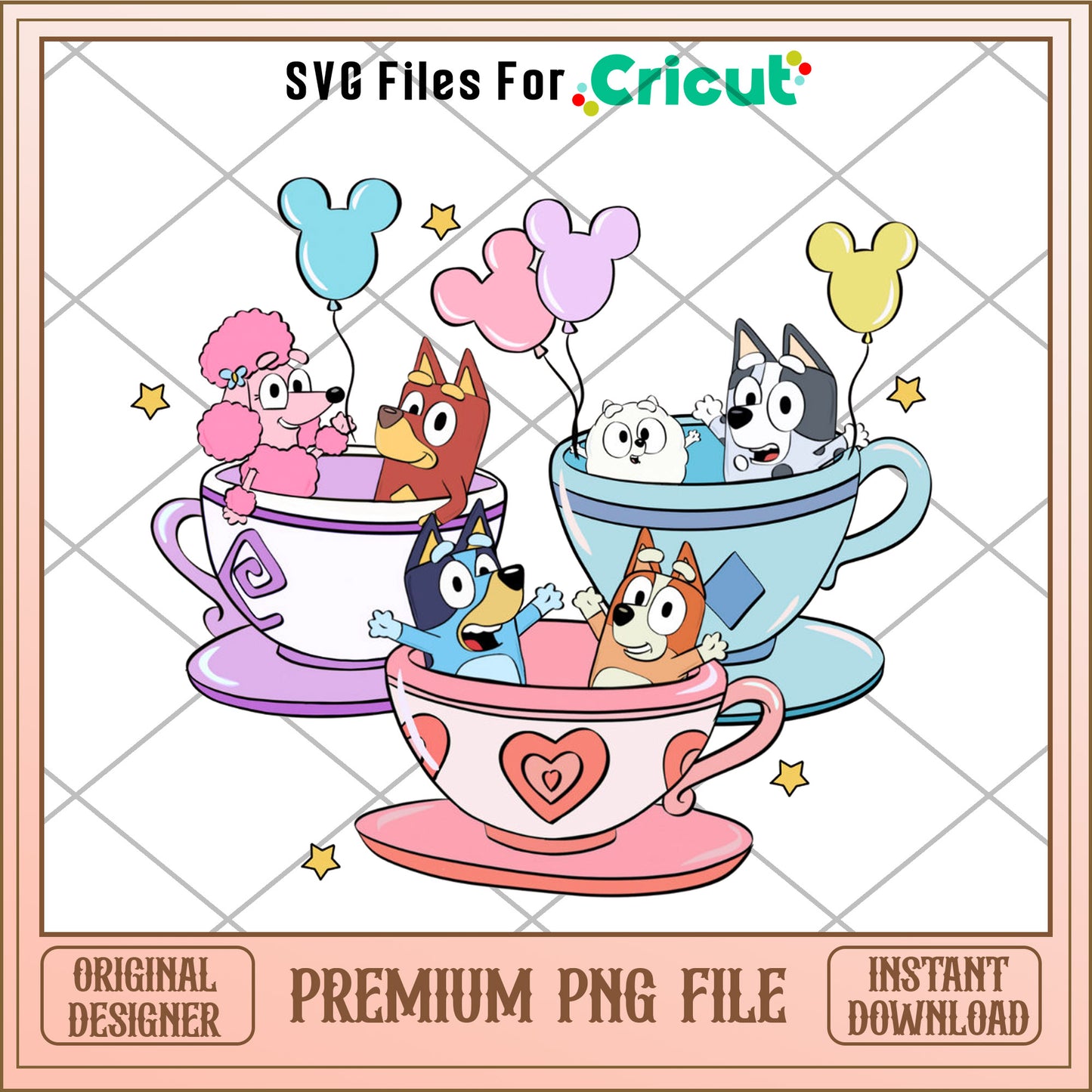 Bluey and friends teacup cartoon png