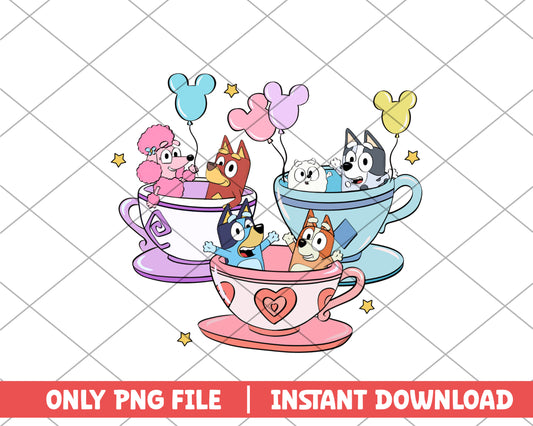 Bluey and friends teacup ride cartoon png 