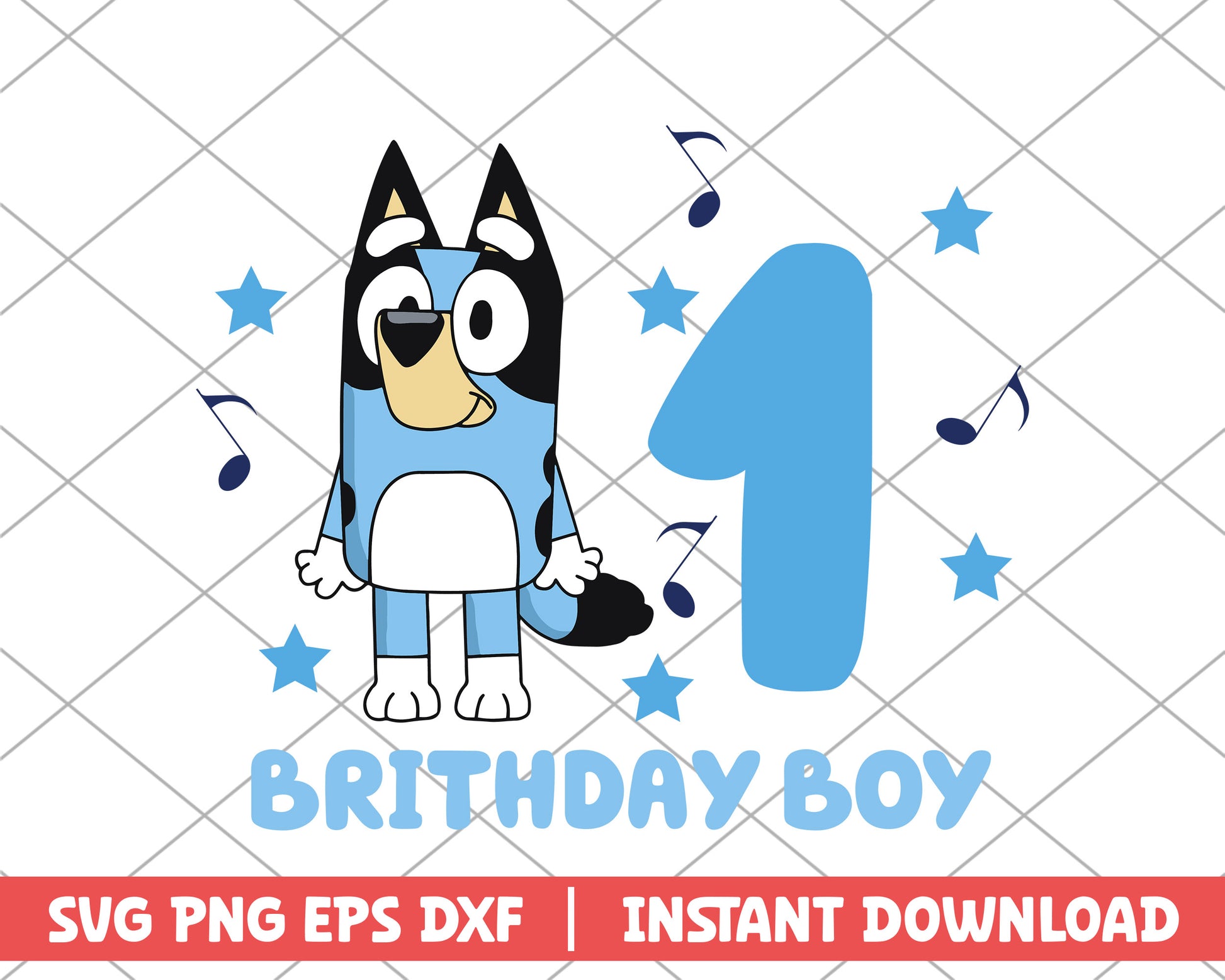 Bluey birthday boy 1 cartoon svg