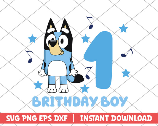 Bluey birthday boy 1 cartoon svg