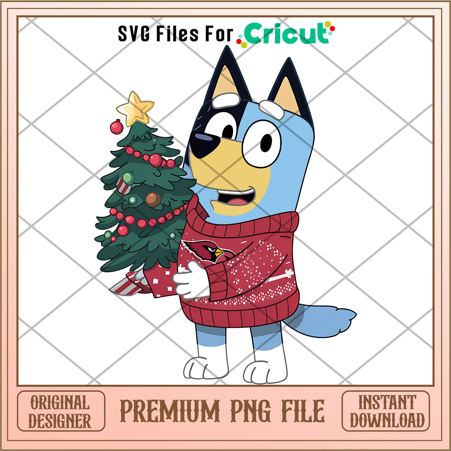 Bluey dad Cardinals christmas tree png, Arizona Cardinals png, NFL png