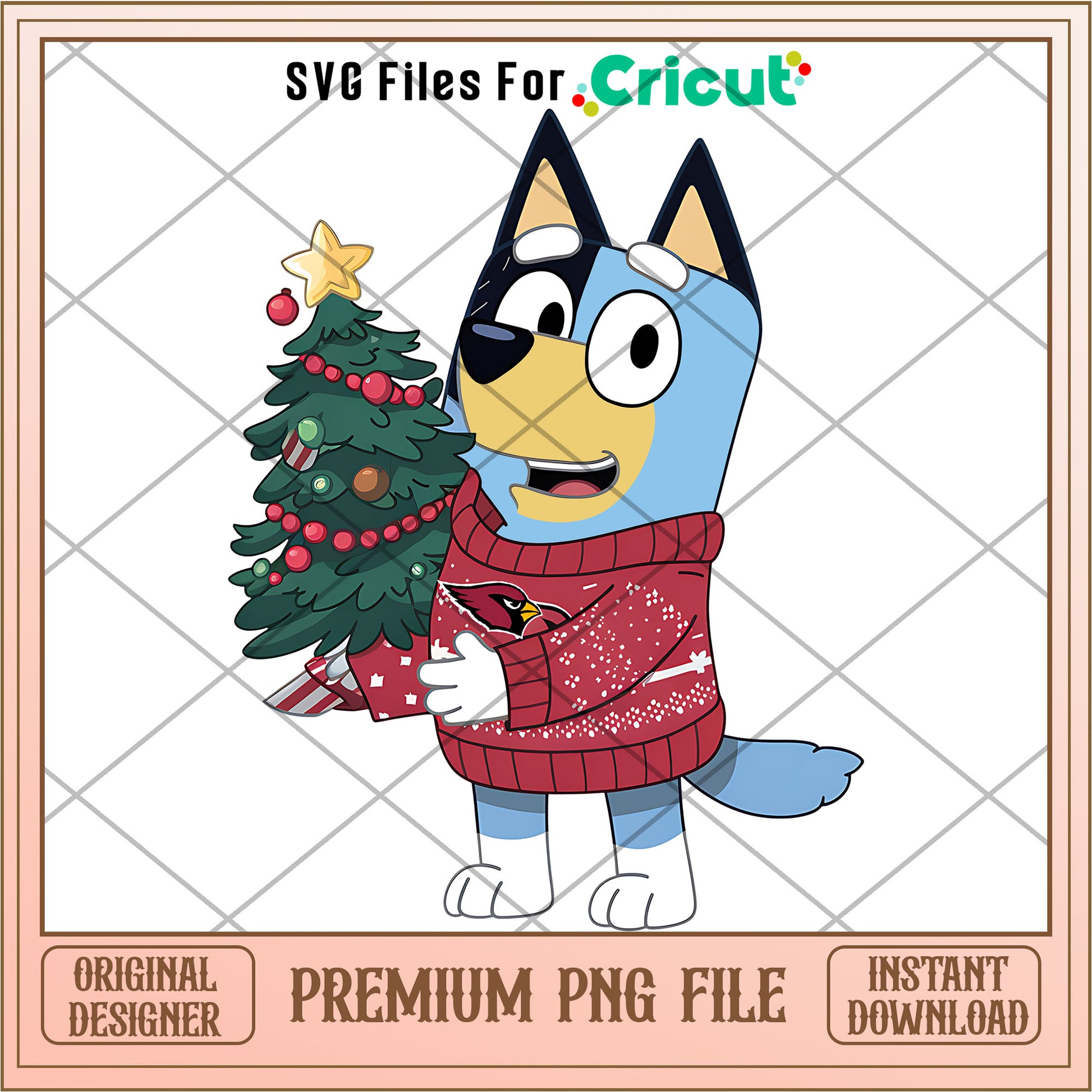 Bluey dad Cardinals christmas tree png, Arizona Cardinals png, NFL png