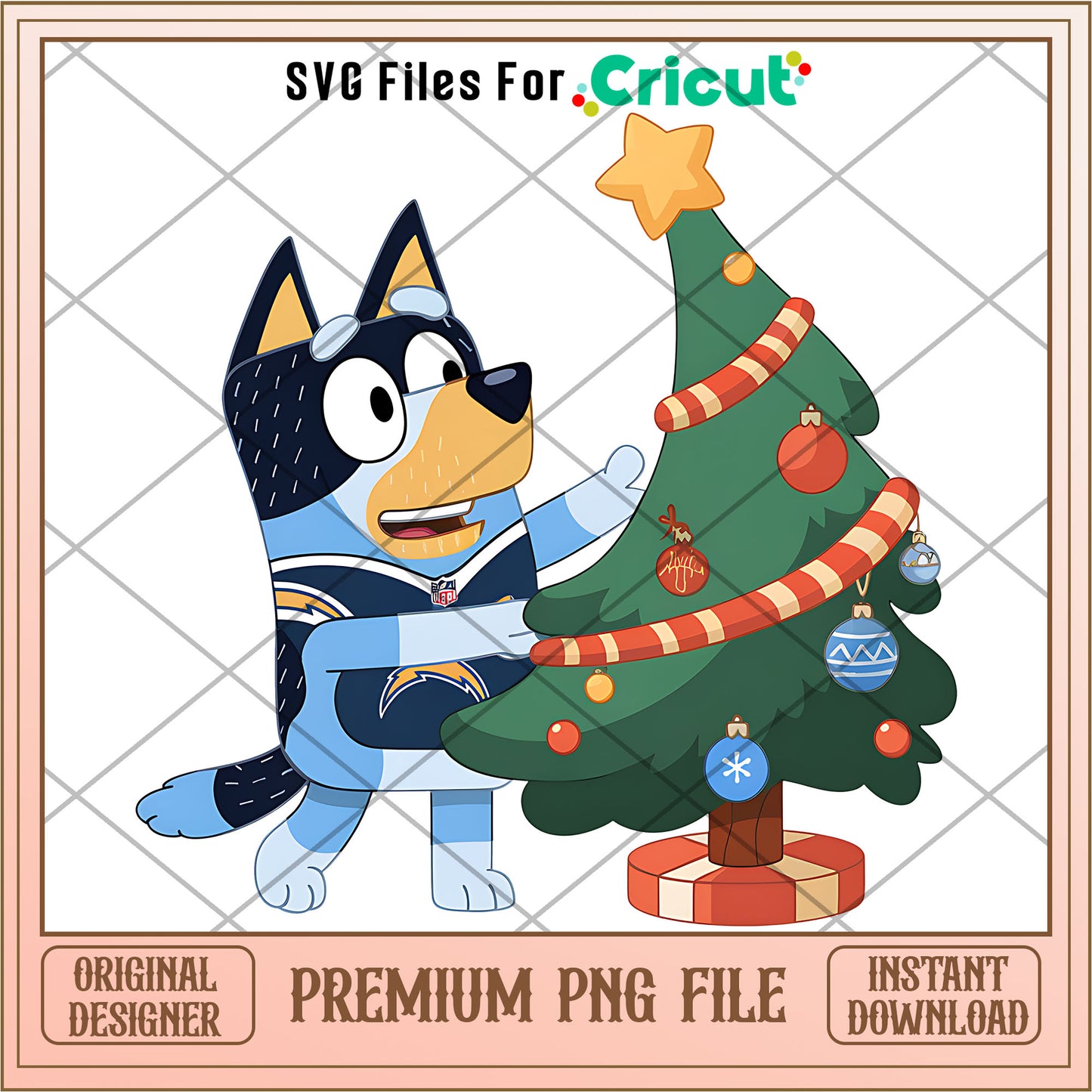 Bluey dad Chargers christmas tree png, Los Angeles Chargers png, NFL png