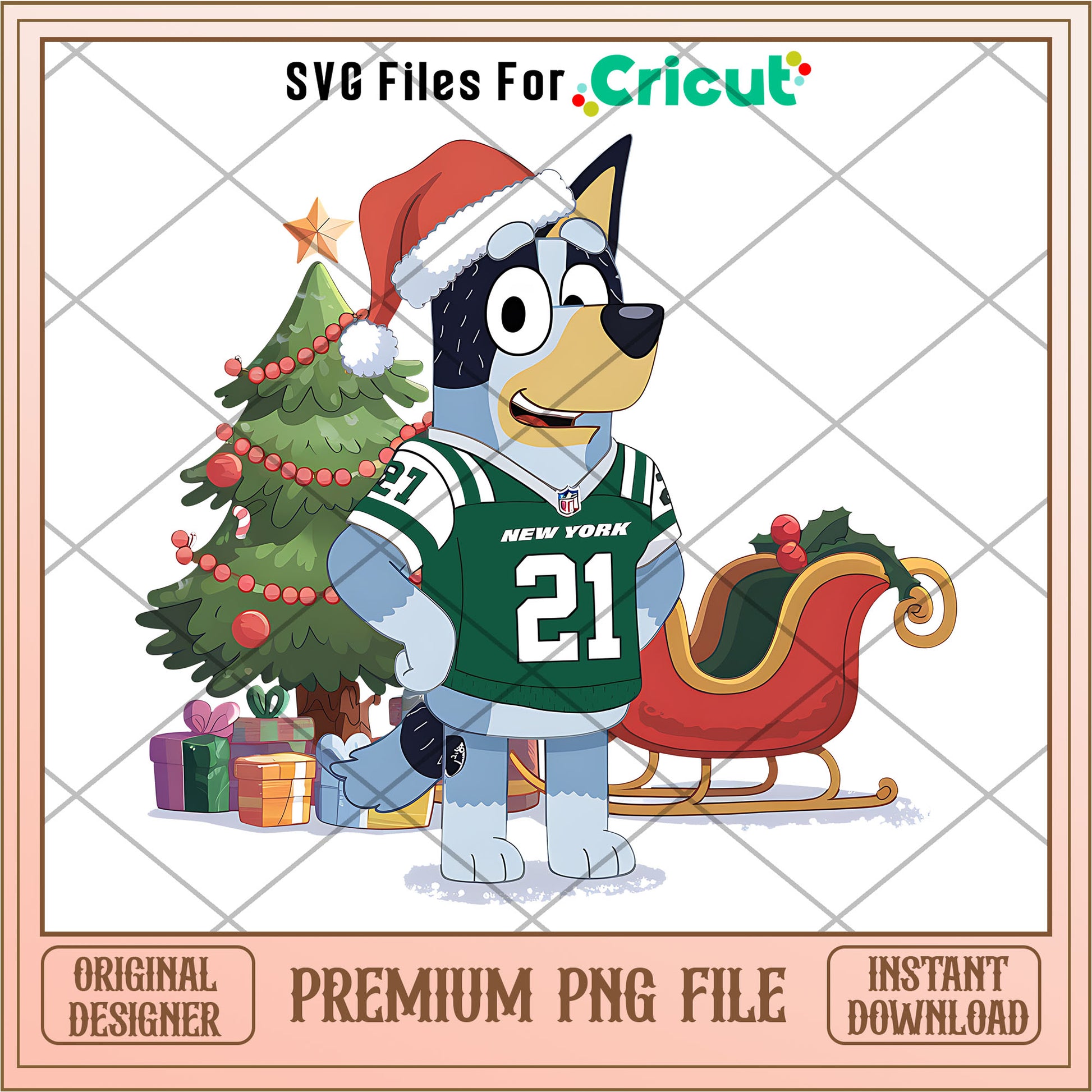 Bluey dad Jets christmas tree png, New York Jets png, NFL png