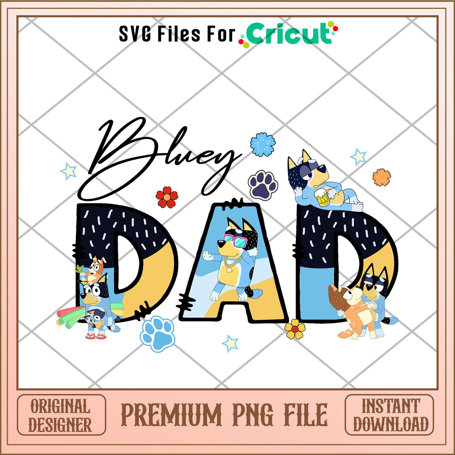 Bluey dad character cartoon png