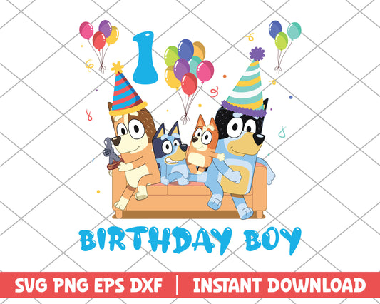 Bluey family birthday boy cartoon svg 