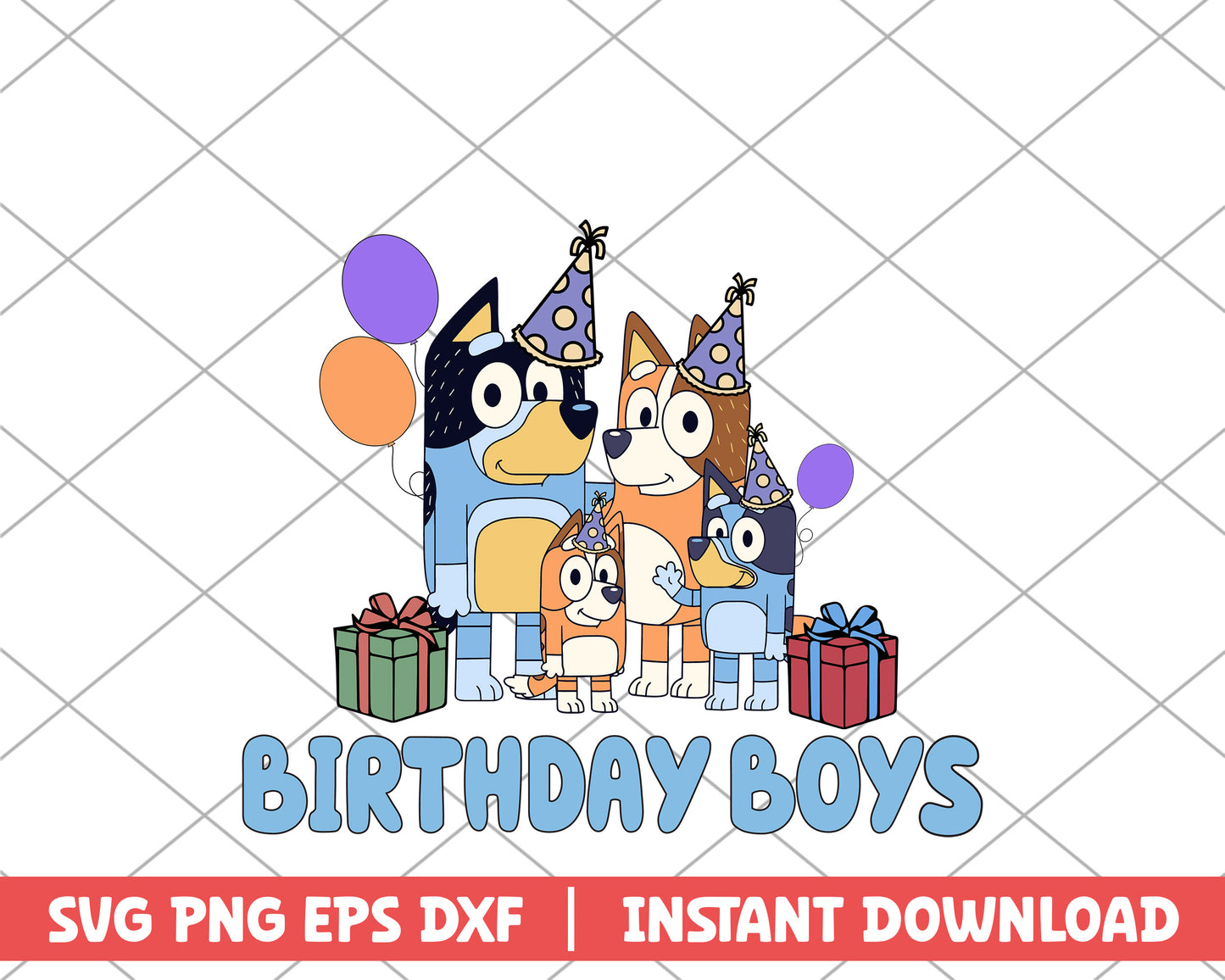 Bluey family birthday boy cartoon svg