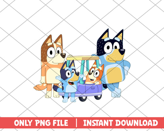 Bluey family car cartoon png 