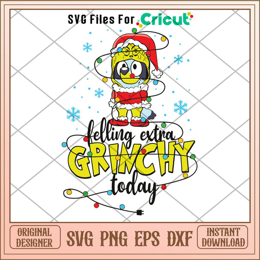 Bluey felling extra grinchy today svg, bluey christmas ornaments​​ svg