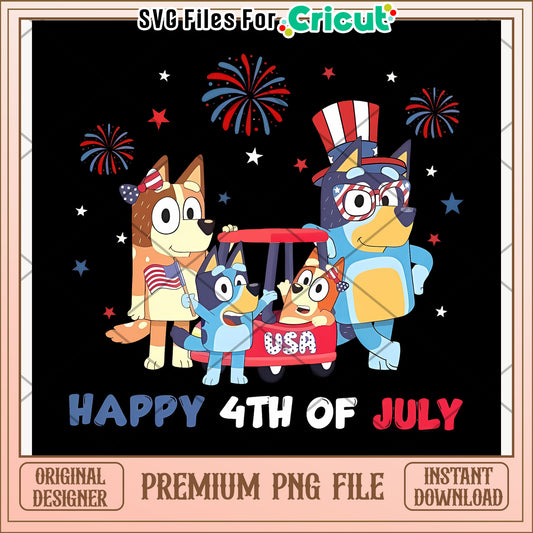 Bluey happy 4th of july png, cartoon character png, festive design png