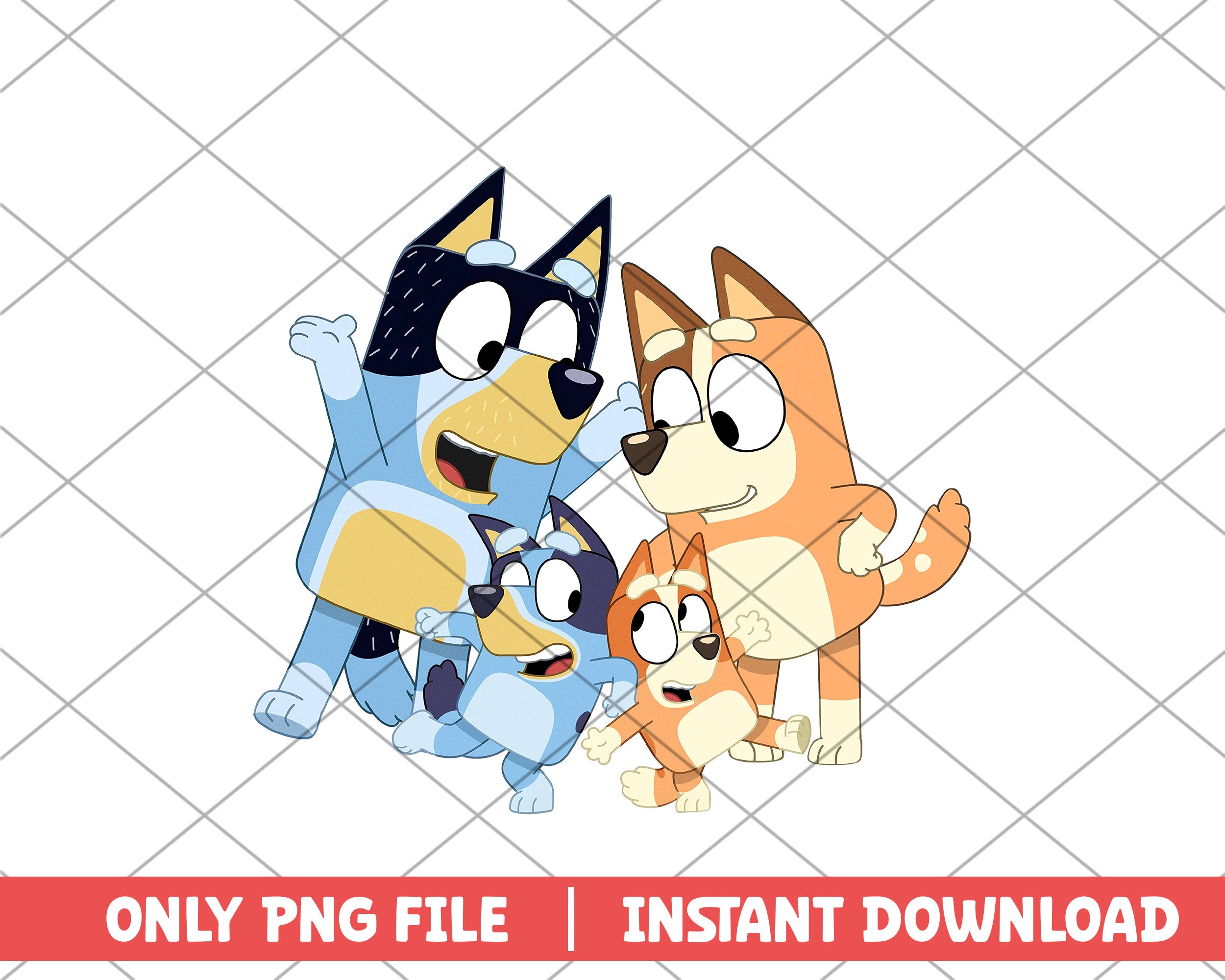 Bluey happy family cartoon png – svg files for cricut