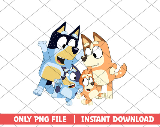 Bluey happy family cartoon png 