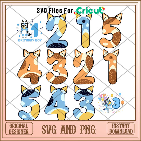 Bluey cartoon movie number svg bundle