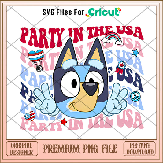 Bluey party in the usa cartoon png