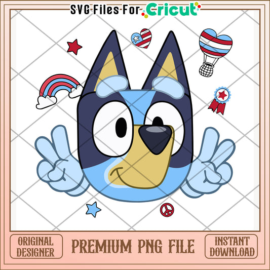 Bluey party in the usa design png, cartoon character png, fun celebration png