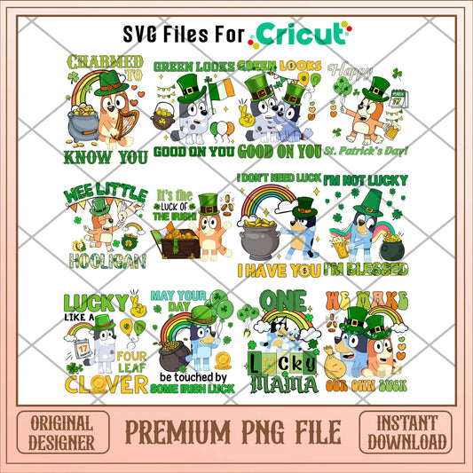 Bluey St. Patrick's day art png bundle