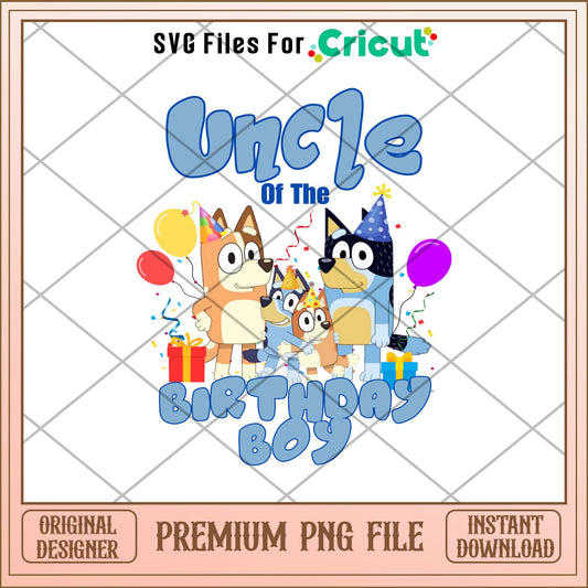 Bluey uncle  of the birthday boy cartoon png, Bluey characters png, Digital Download