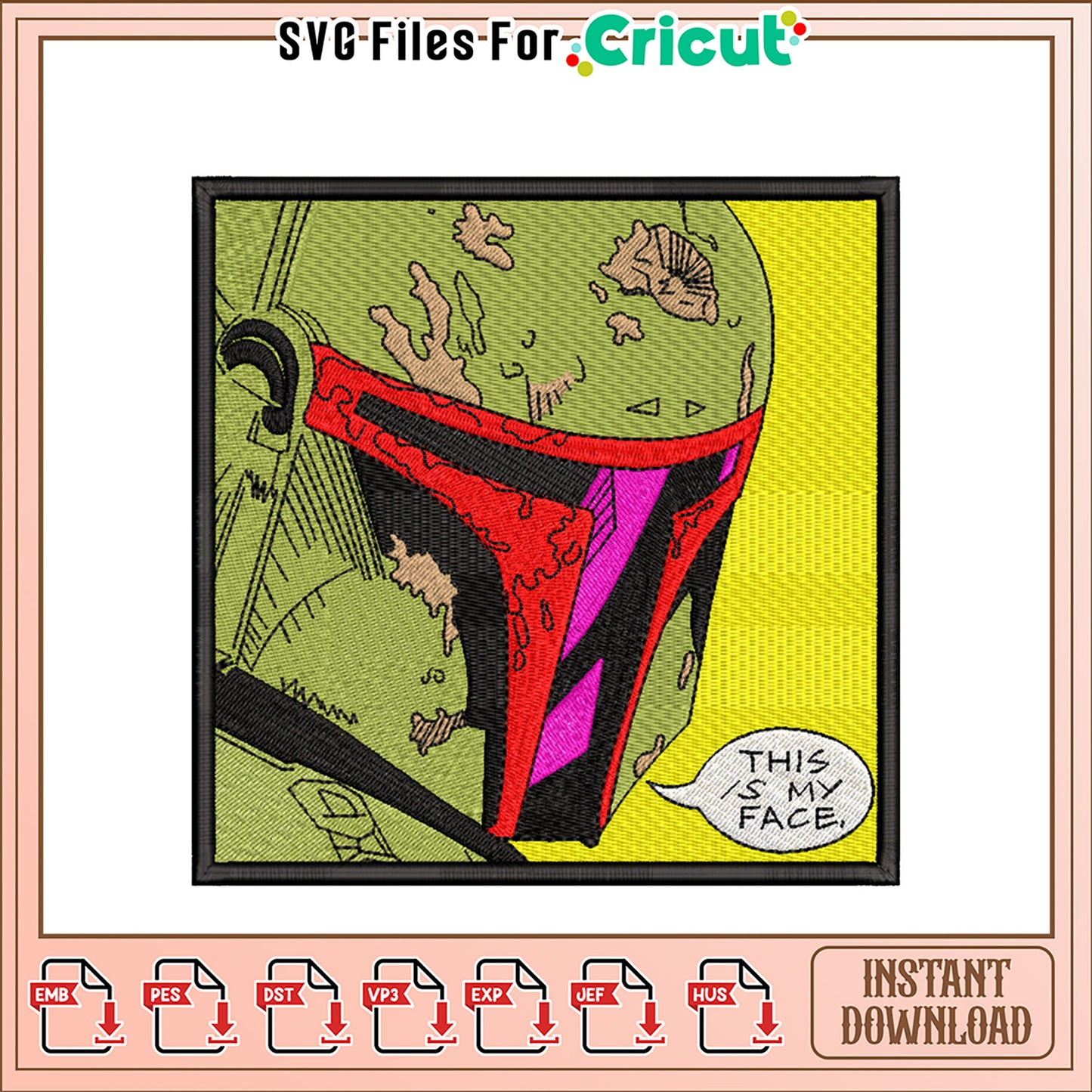 Boba Fett Embroidery Design Instant Download