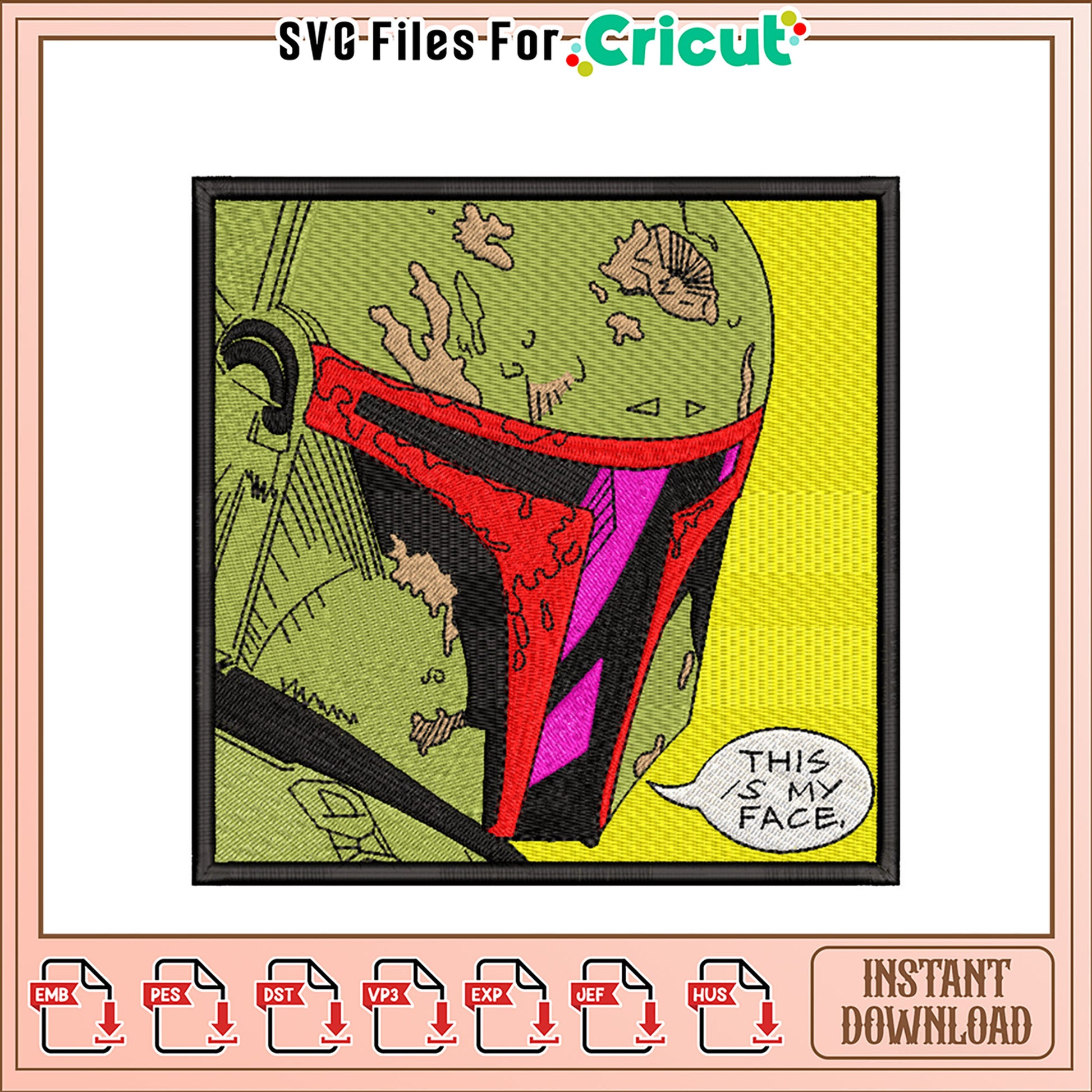 Boba Fett Embroidery Design Instant Download