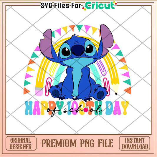 Boho rainbow 100 days of school png, stitch school png