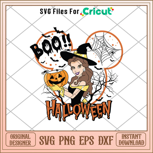 Belle princess boo halloween svg