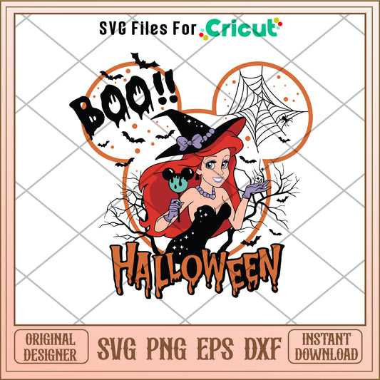 Ariel princess boo halloween svg